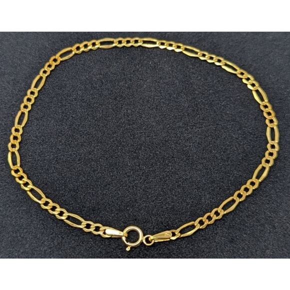Estate Milor Italy 14K Yellow Gold Figaro Chain Bracelet Paperclip 7.5” .81g - Picture 2 of 7